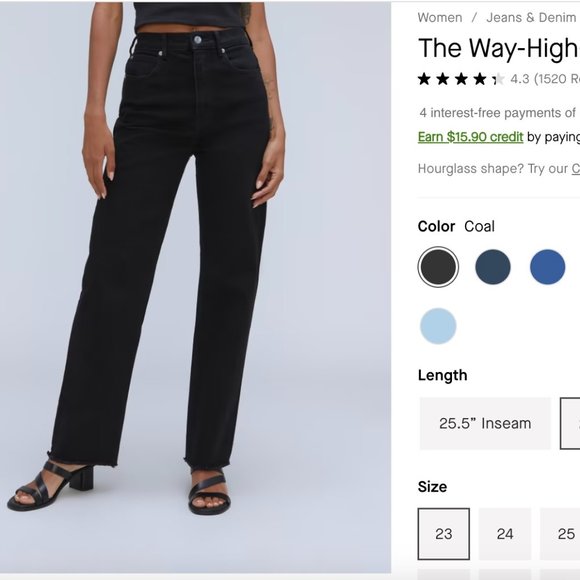 The Way-High Jean Everlane, size 23, new - Picture 1 of 7